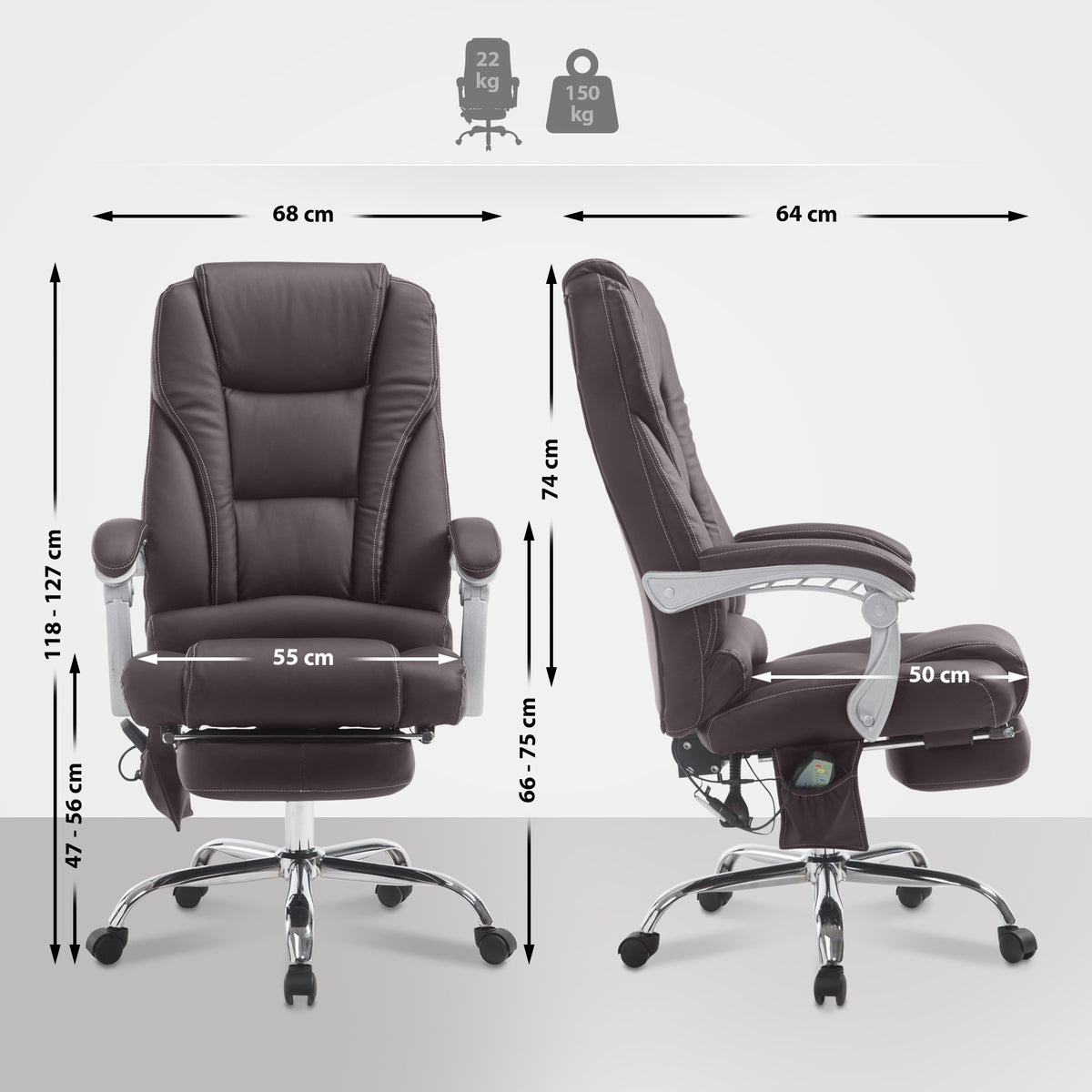 Bürostolas Pacific su masažo funkcija V2