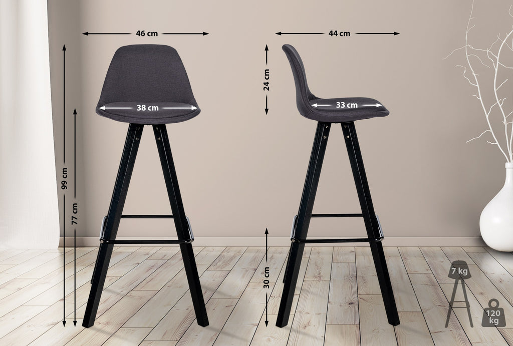 Baro kėdė Corbin audinys Square juoda
