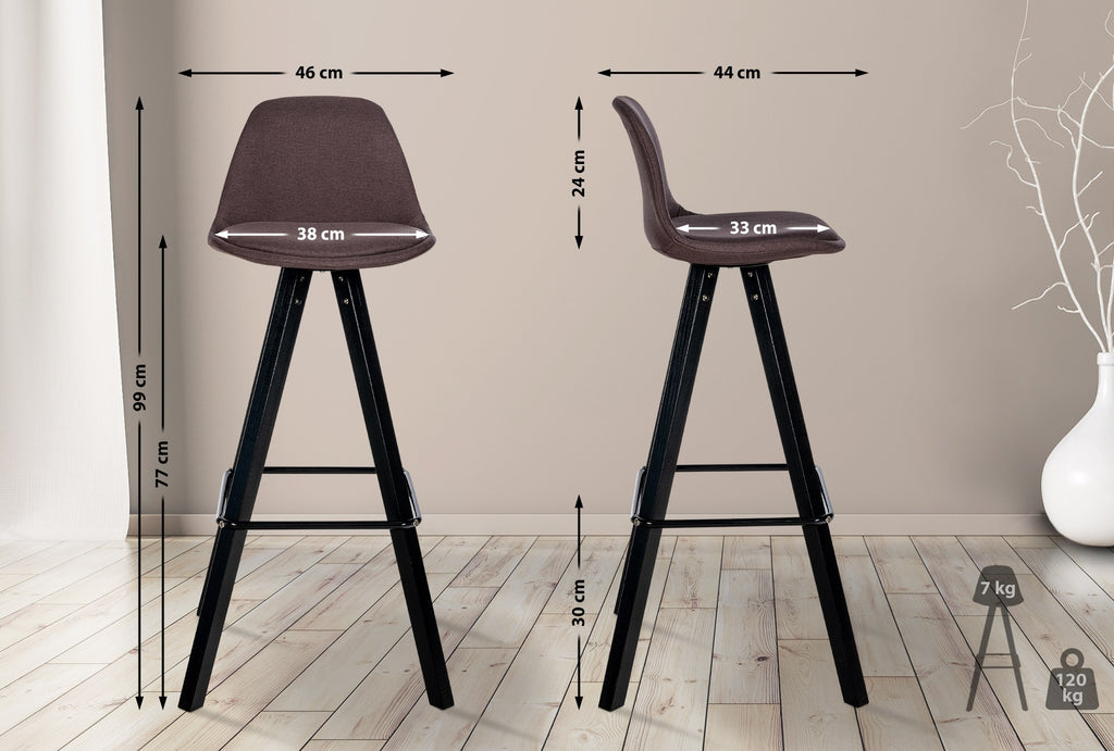 Baro kėdė Corbin audinys Square juoda