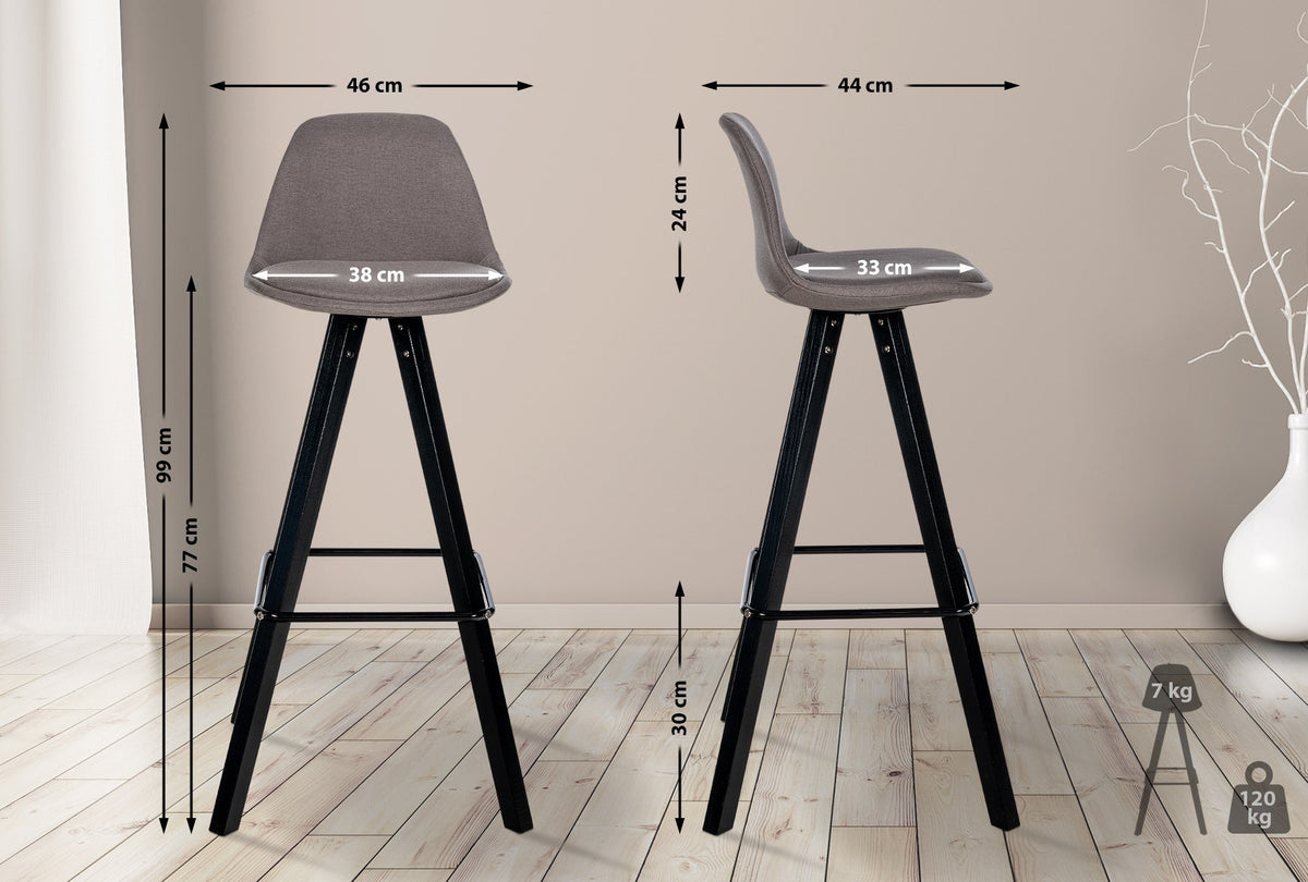 Baro kėdė Corbin audinys Square juoda