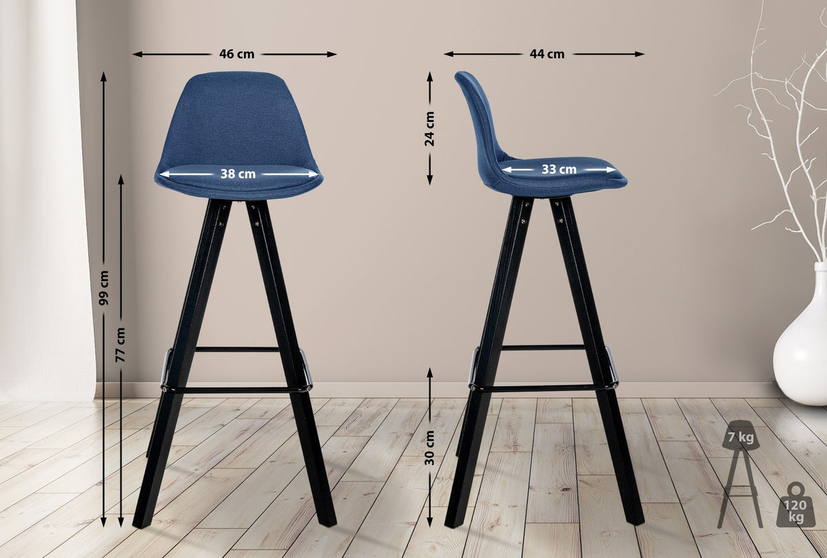Baro kėdė Corbin audinys Square juoda