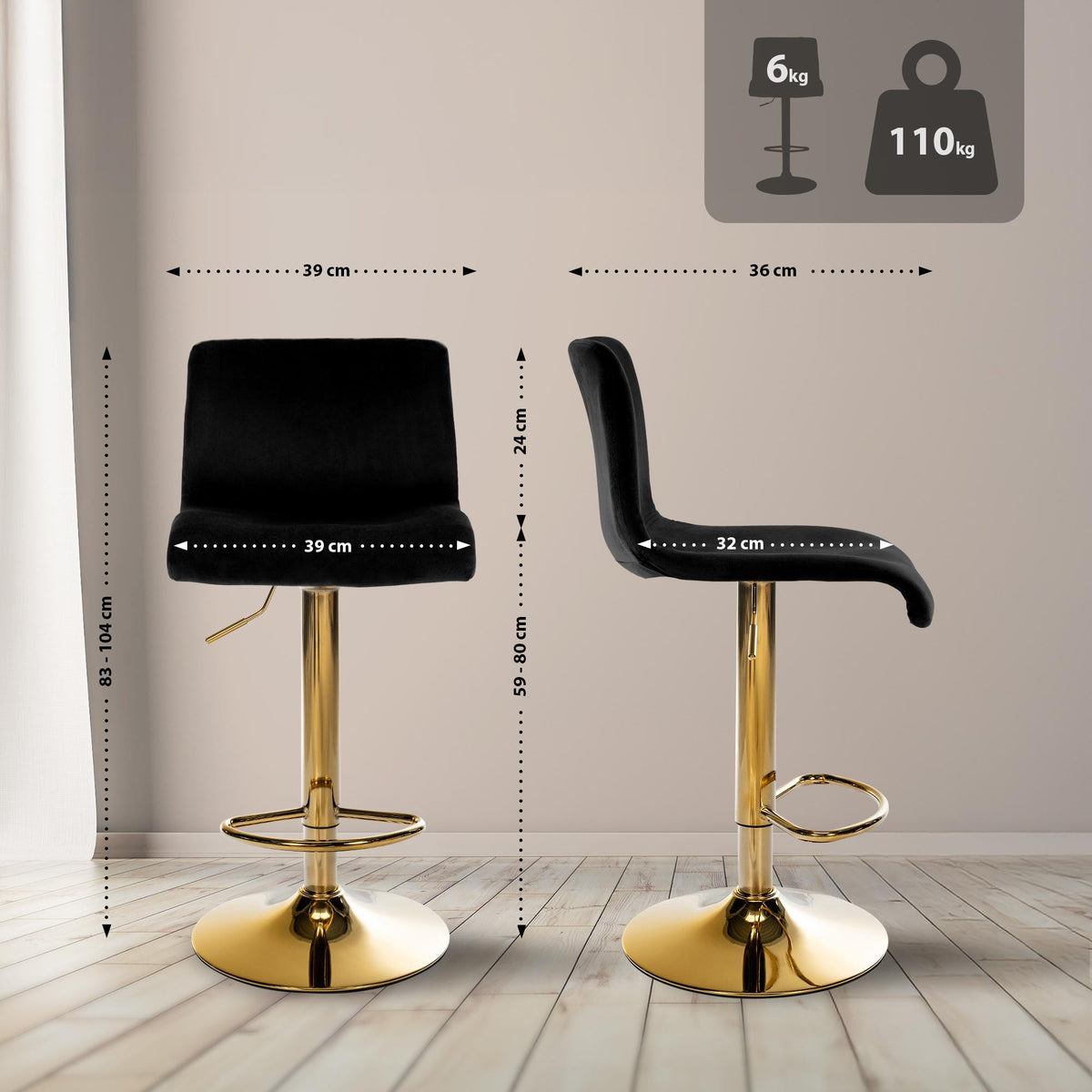 Baro kėdė Hoover aksominė G