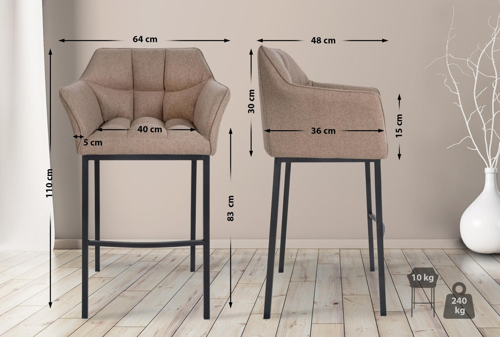 Baro kėdė Damaso B veltinis su 4 kojų rėmu