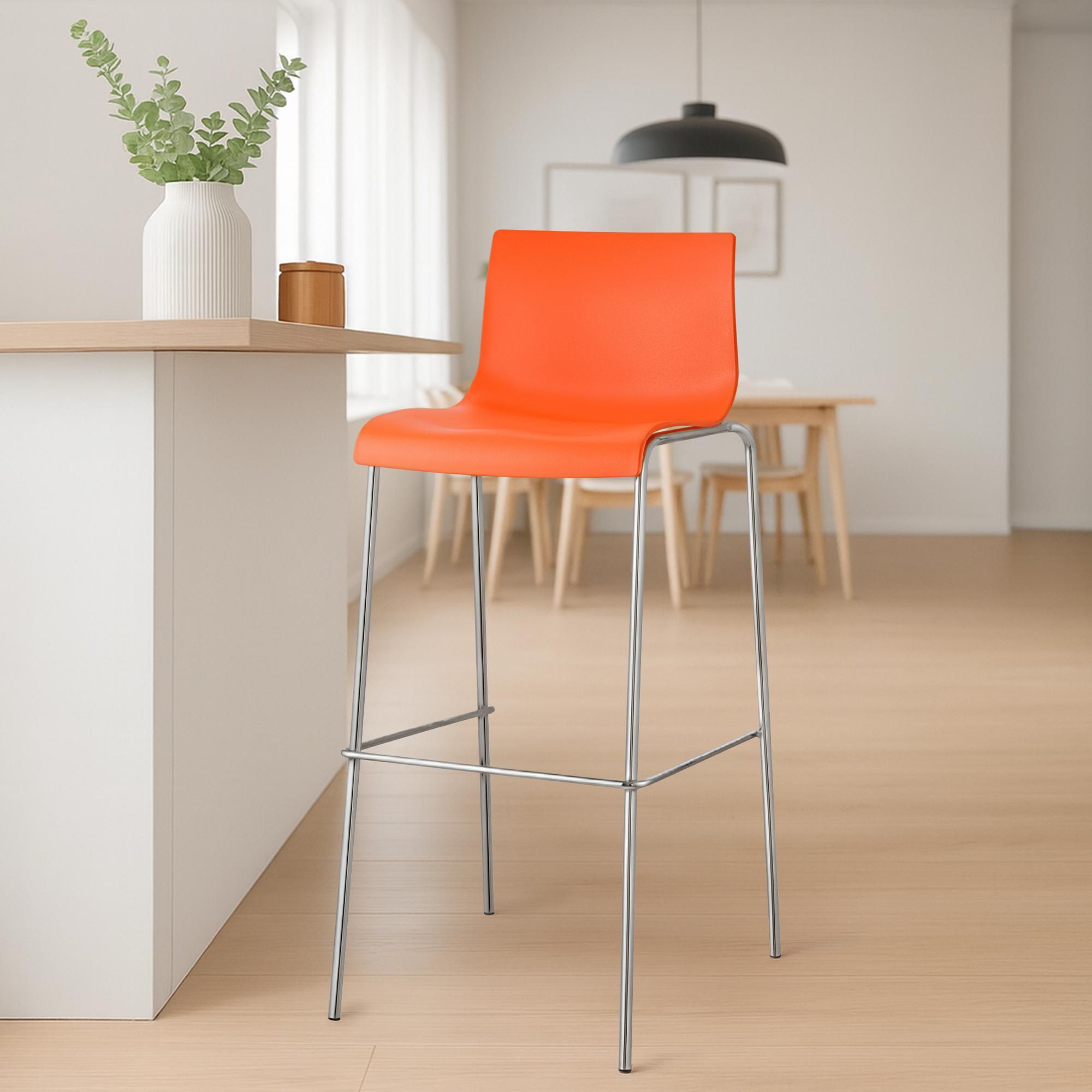 Baro kėdė Hoover chromuotas 4 kojų rėmas