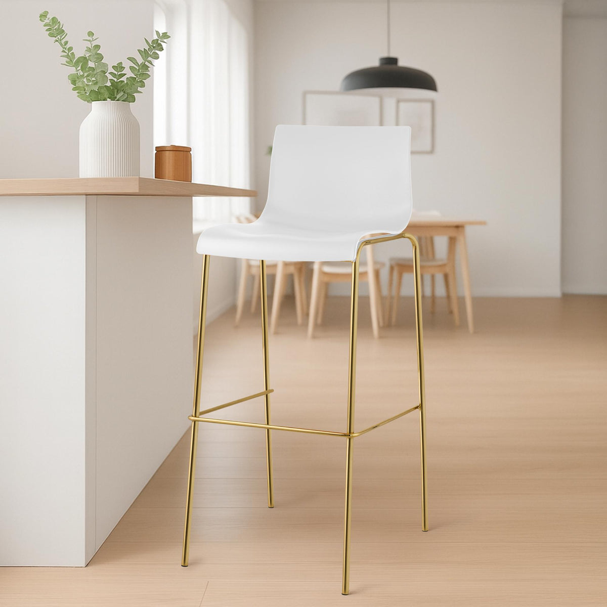 Baro kėdė Hoover plastikinė 4 kojų auksinė