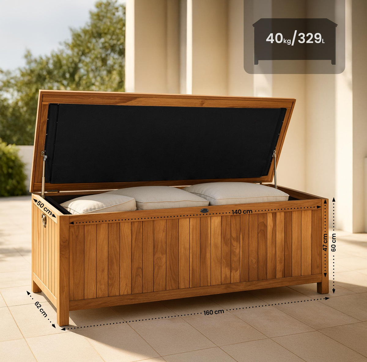 Teak medžio sodo dėžė Novena 160x62x60