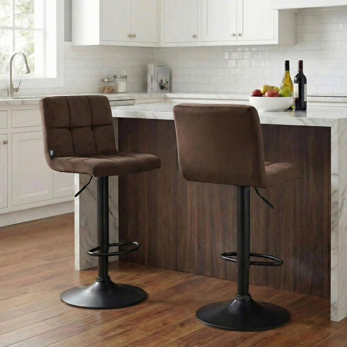 2 vnt. baro kėdžių komplektas Peru aksominis juodas