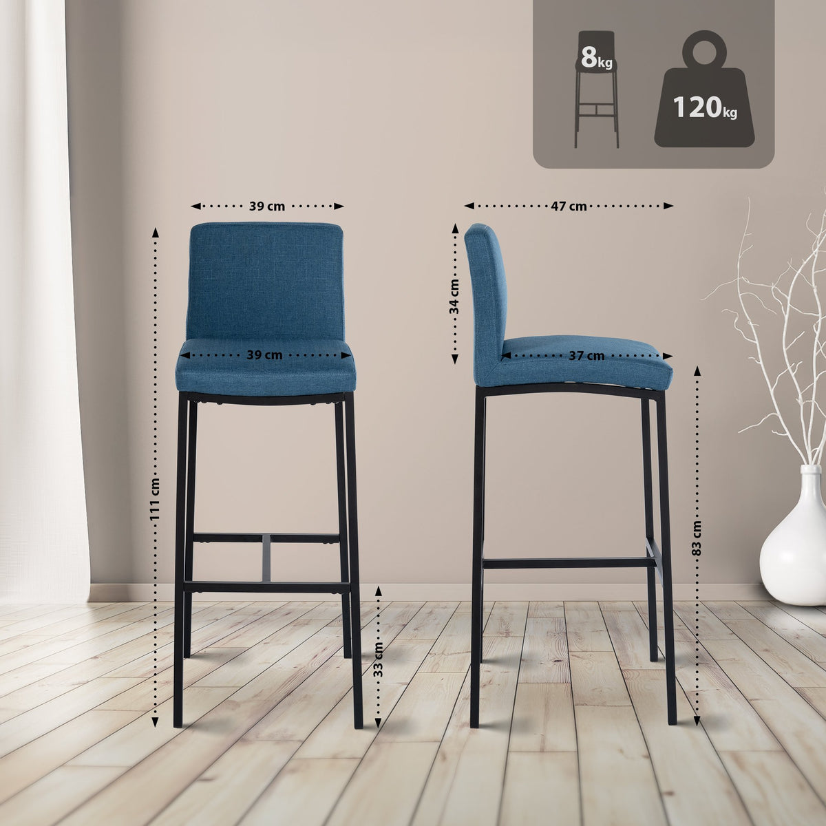2 baro kėdžių komplektas Freeport audinys B