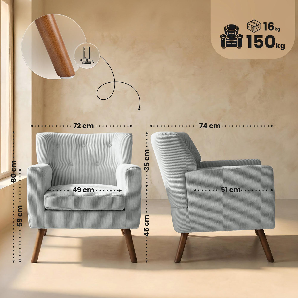 Fotelis Kioni Cord