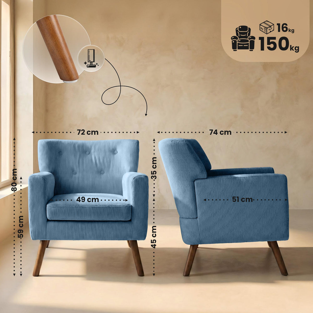 Fotelis Kioni Cord