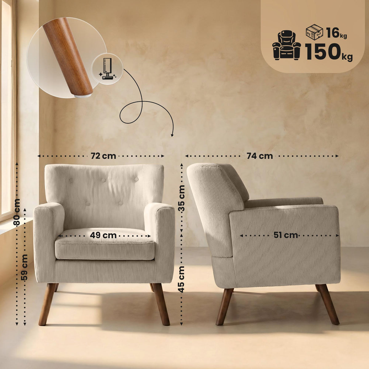 Fotelis Kioni Cord