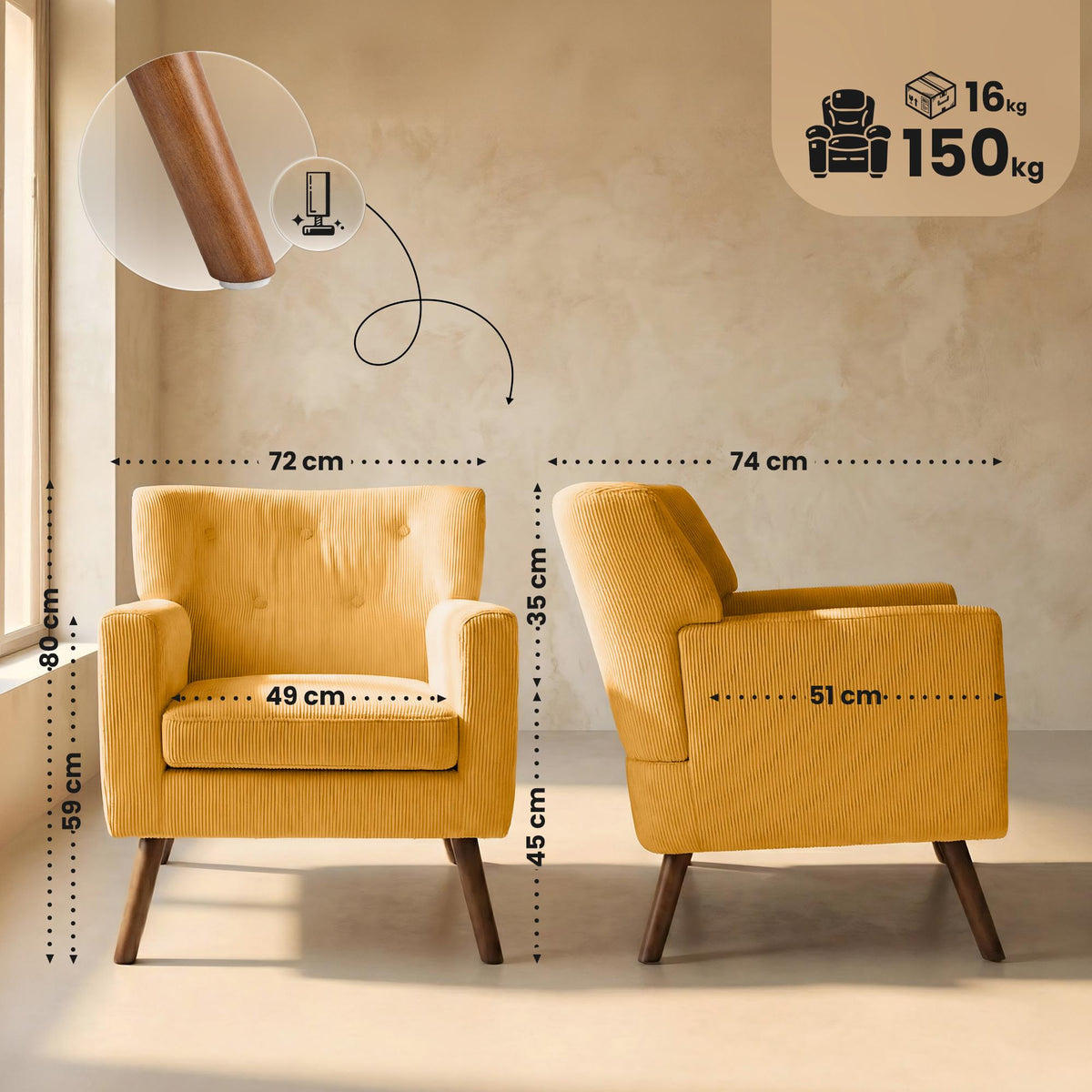 Fotelis Kioni Cord