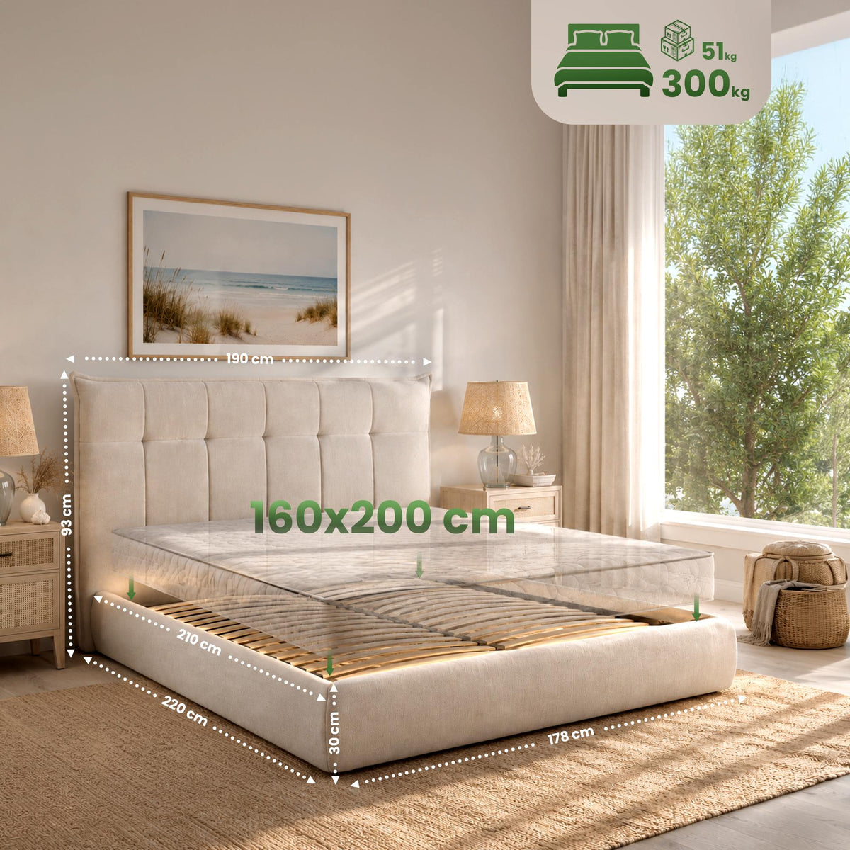 Lova Mirka 160x200 cm audinys