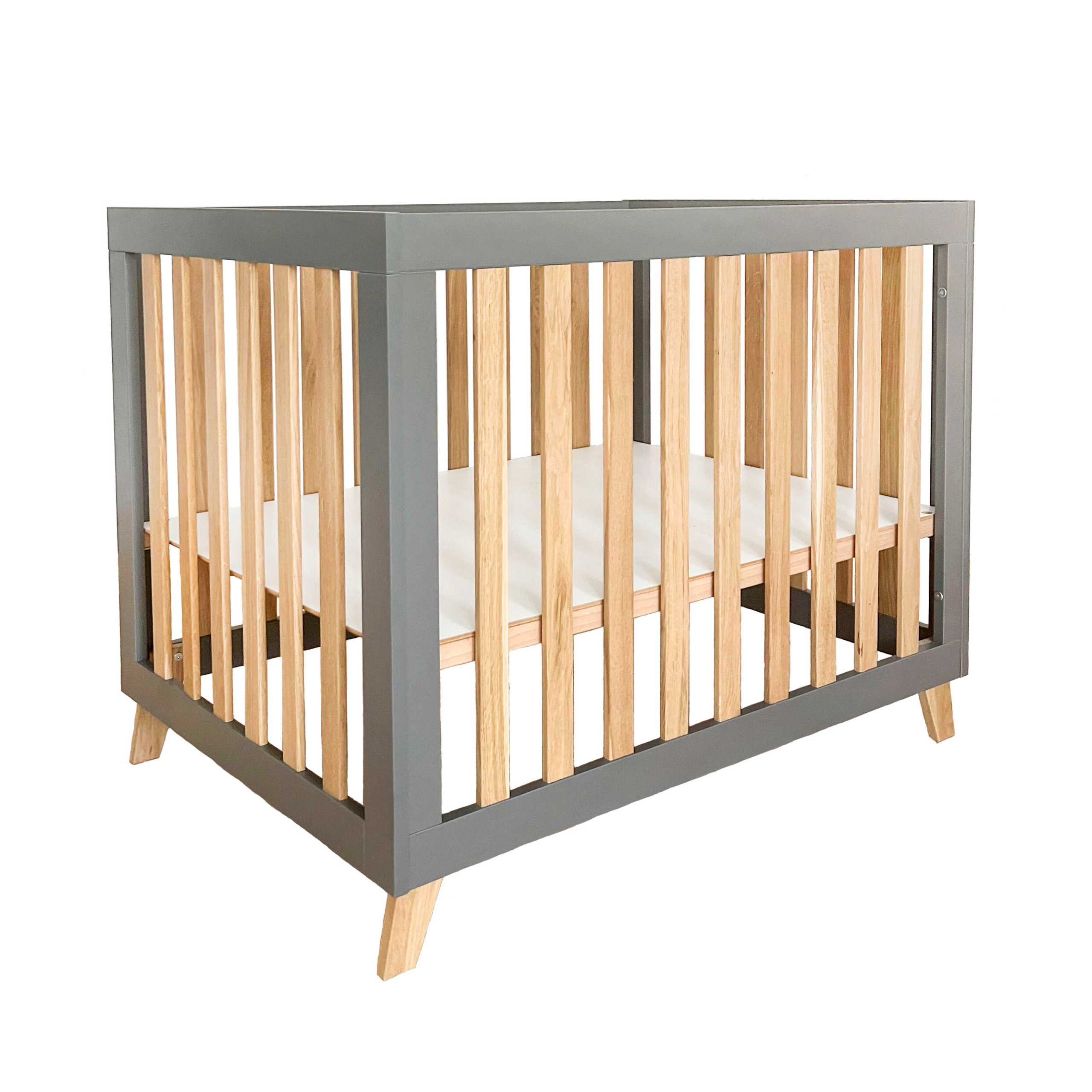 Kūdikio maniežas „Oak“, Pilka / natūrali mediena