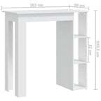 Baro stalas su lentynomis, 102 × 50 × 103,5 cm, baltas, MDP