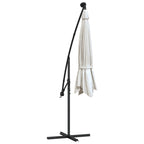 Pakabinamas skėtis su LED, smėlio, 300cm, metalinis kotas