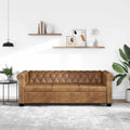 Chesterfield trivietė sofa, dirbtinė oda, ruda
