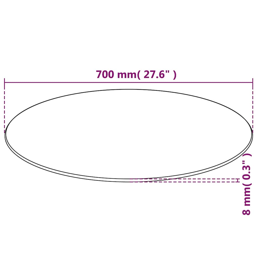 Stalviršis, grūdintas stiklas, apvalus, 700 mm