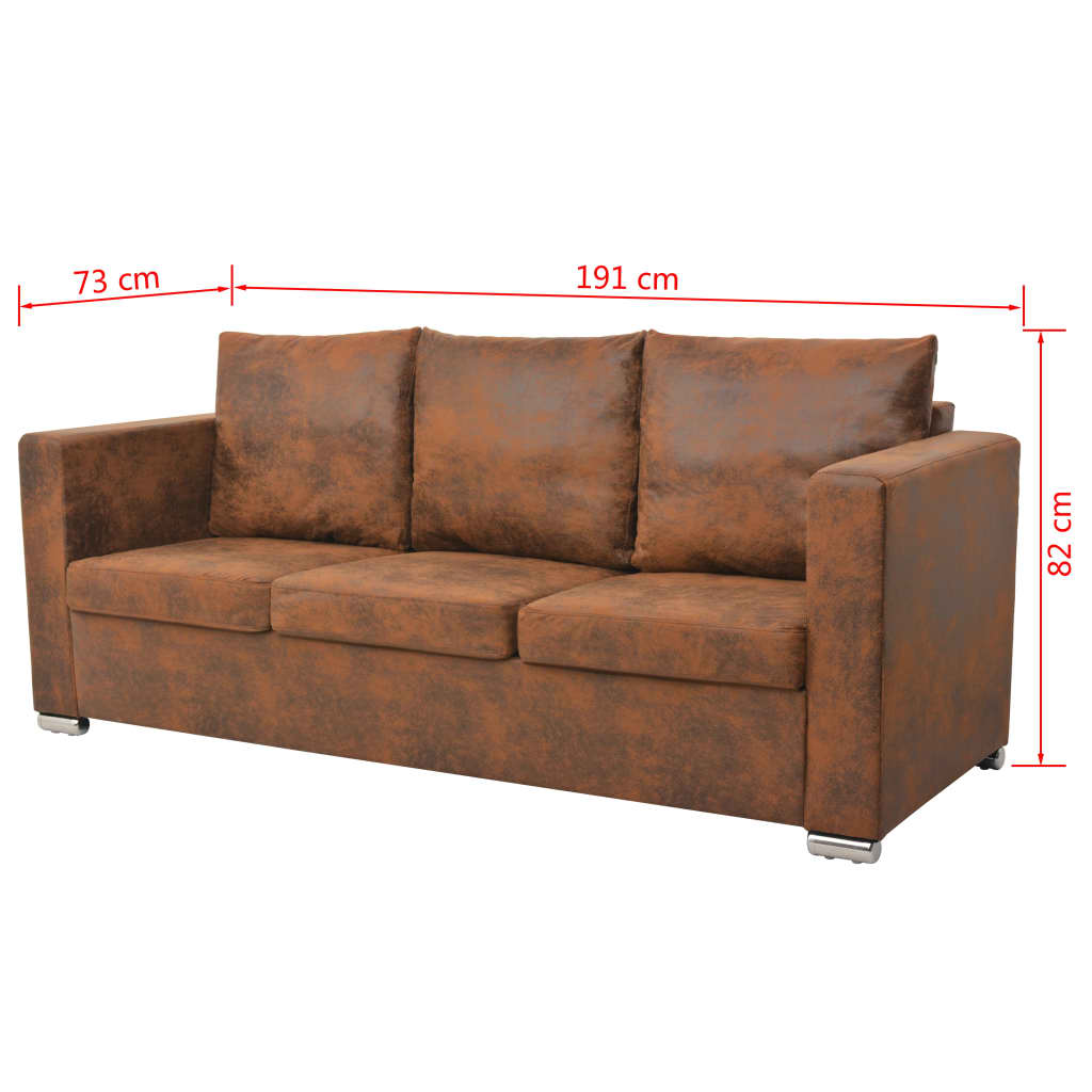 Trivietė sofa, 191x73x82cm, dirbtinė zomšos oda