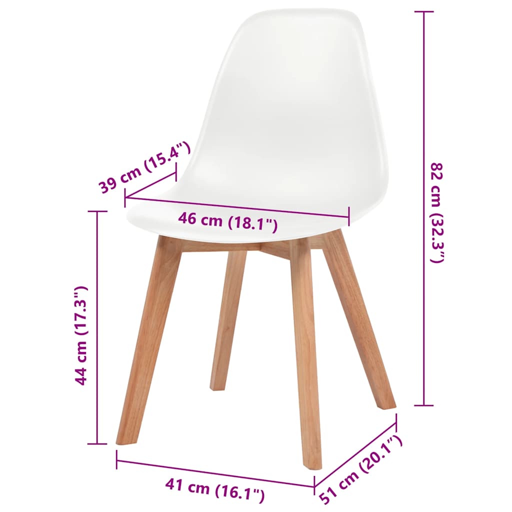 Valgomojo kėdės, 6vnt., baltos spalvos, plastikas