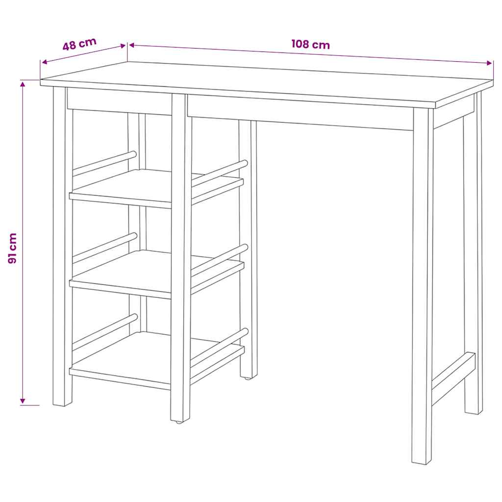 Baro baldų rinkinys, 3d., medienos plokštė (MDF), juodas