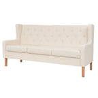 Trivietė sofa, audinys, kreminė balta