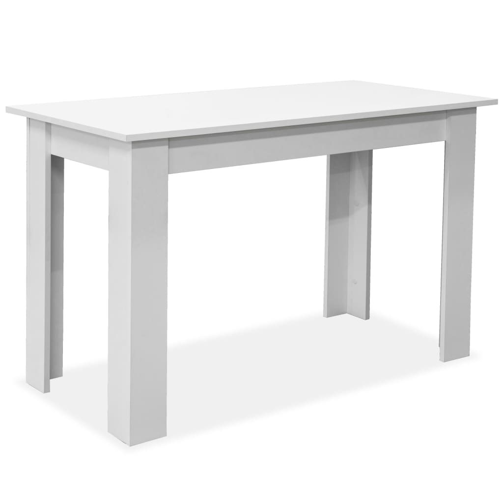 Valgomojo stalas su suolais, 3 dalių, baltas, apdirbta mediena