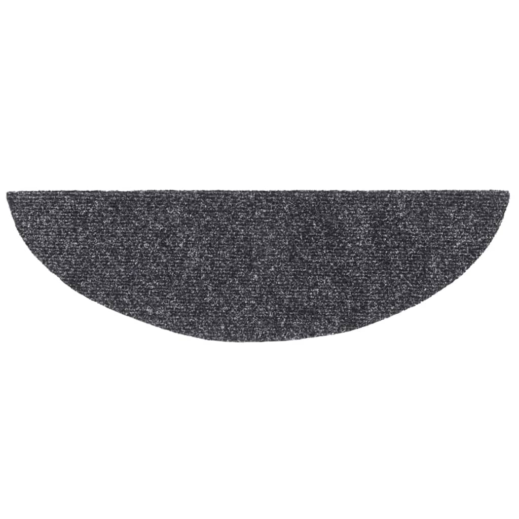 Laiptų kilimėliai, lipnūs, 15 vnt., 56x17x3 cm, tamsiai pilki, pusapvaliai