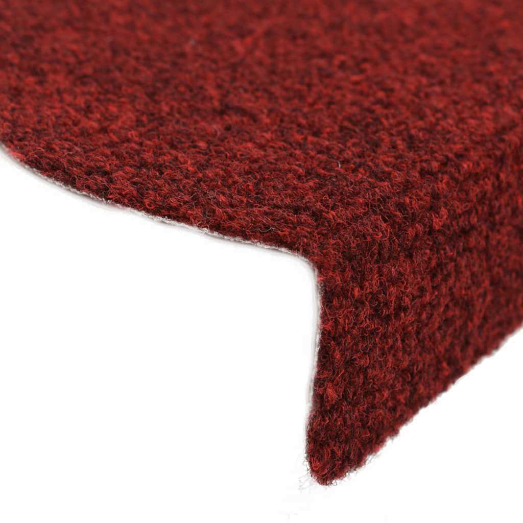 Laiptų kilimėliai, lipnūs, 15 vnt., 56x17x3 cm, bordo raudoni, pusapvaliai
