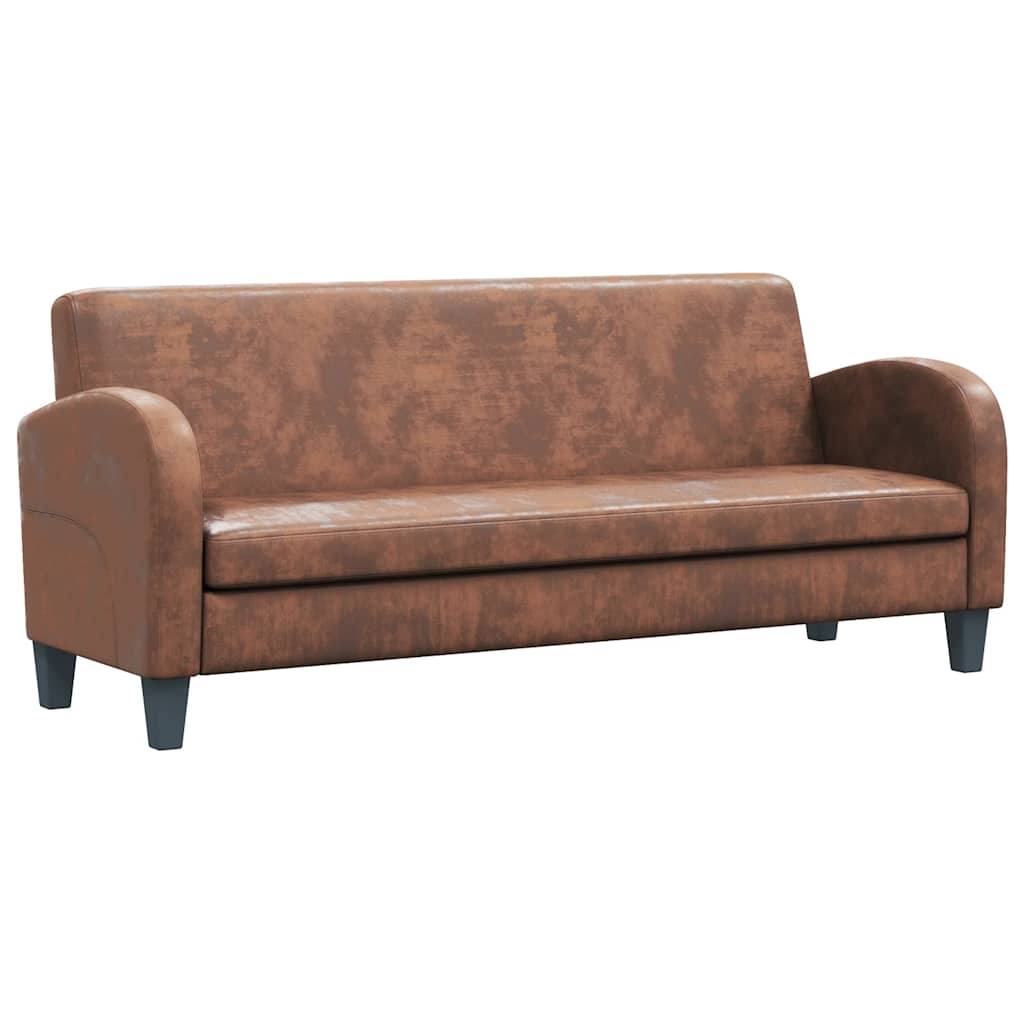 Trivietė sofa, dirbtinė zomšos oda, ruda