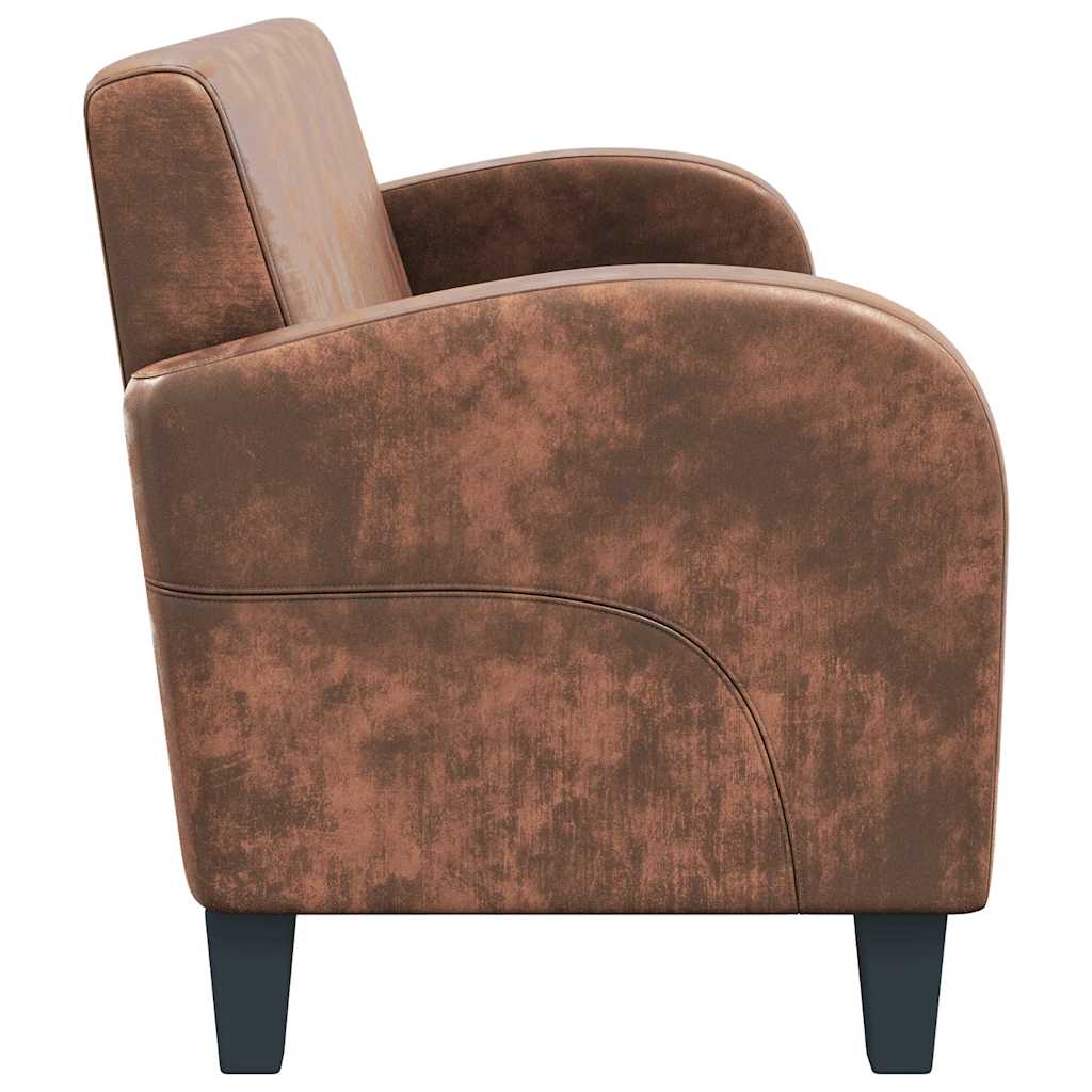 Trivietė sofa, dirbtinė zomšos oda, ruda