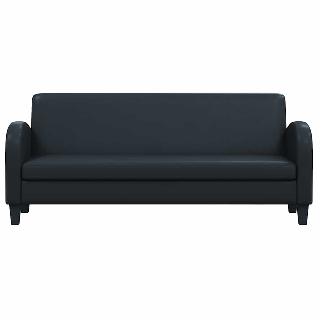 Trivietė sofa, dirbtinė oda, juoda