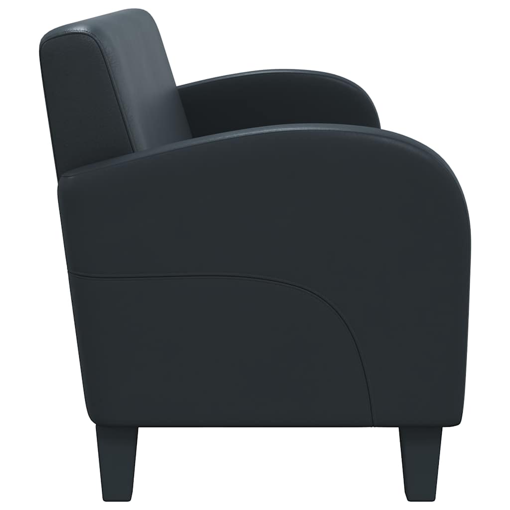 Trivietė sofa, dirbtinė oda, juoda