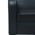 Trivietė sofa, dirbtinė oda, juoda