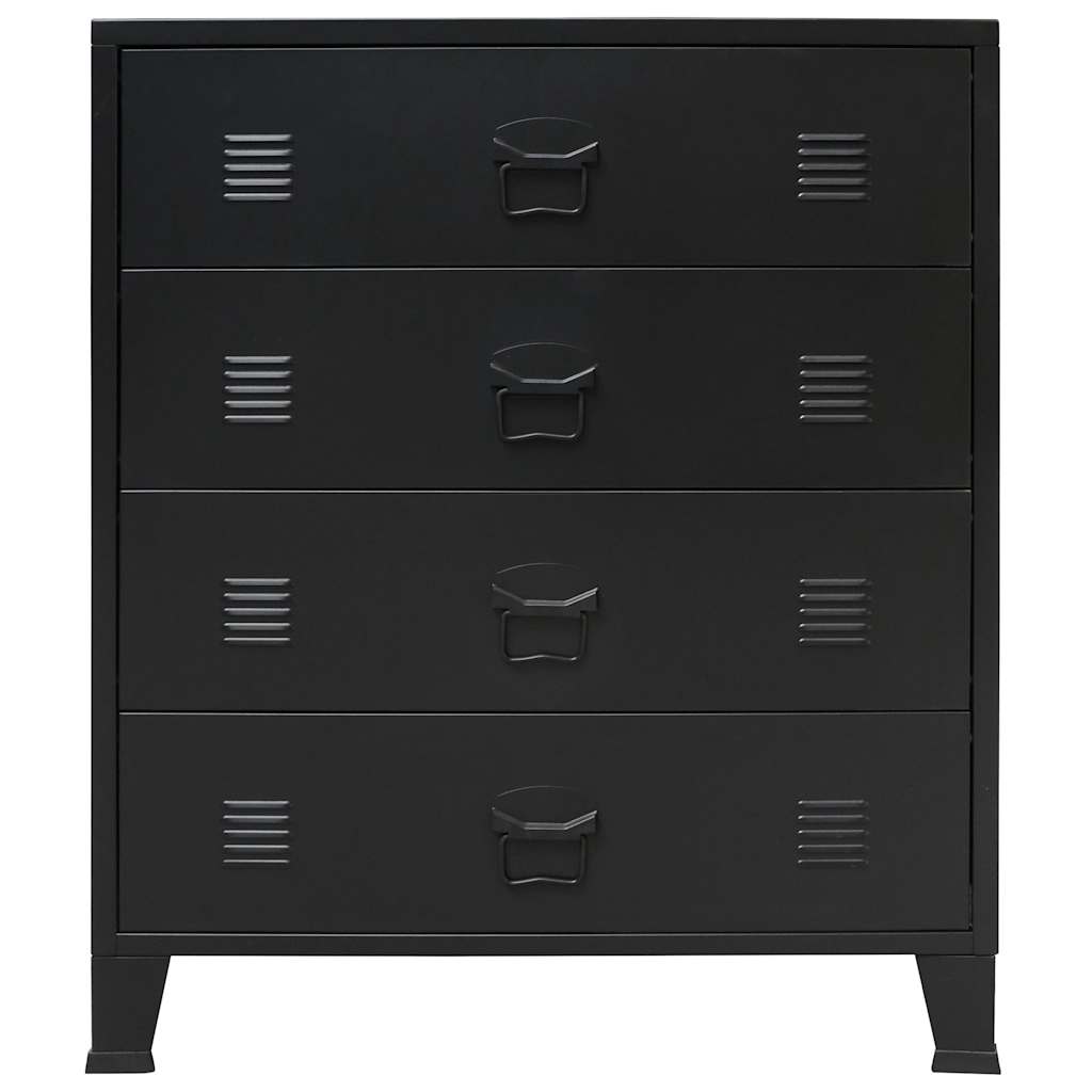 Komoda su stalčiais, metalas, industr. st., 78x40x93cm, juoda