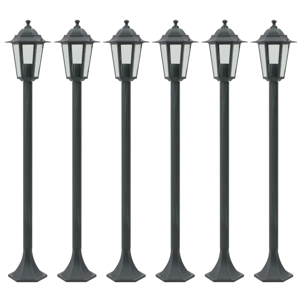 Sodo šviestuvai, 6vnt., E27, 110cm, aliuminis, tams. žalios sp.