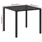 Sodo stalas, juodas, 80x80x72cm, plienas
