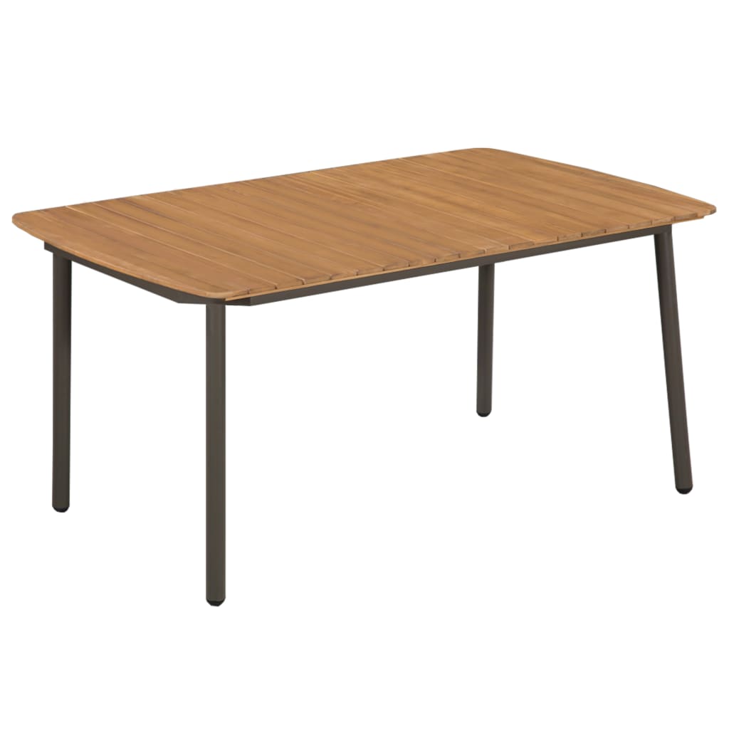 Sodo stalas, 80x80x72cm, akacijos medienos masyvas ir plienas