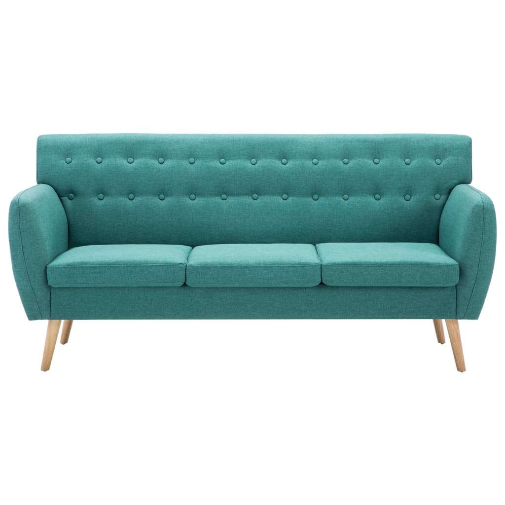 Trivietė sofa, audinio apmušalas, 172x70x82cm, žalia