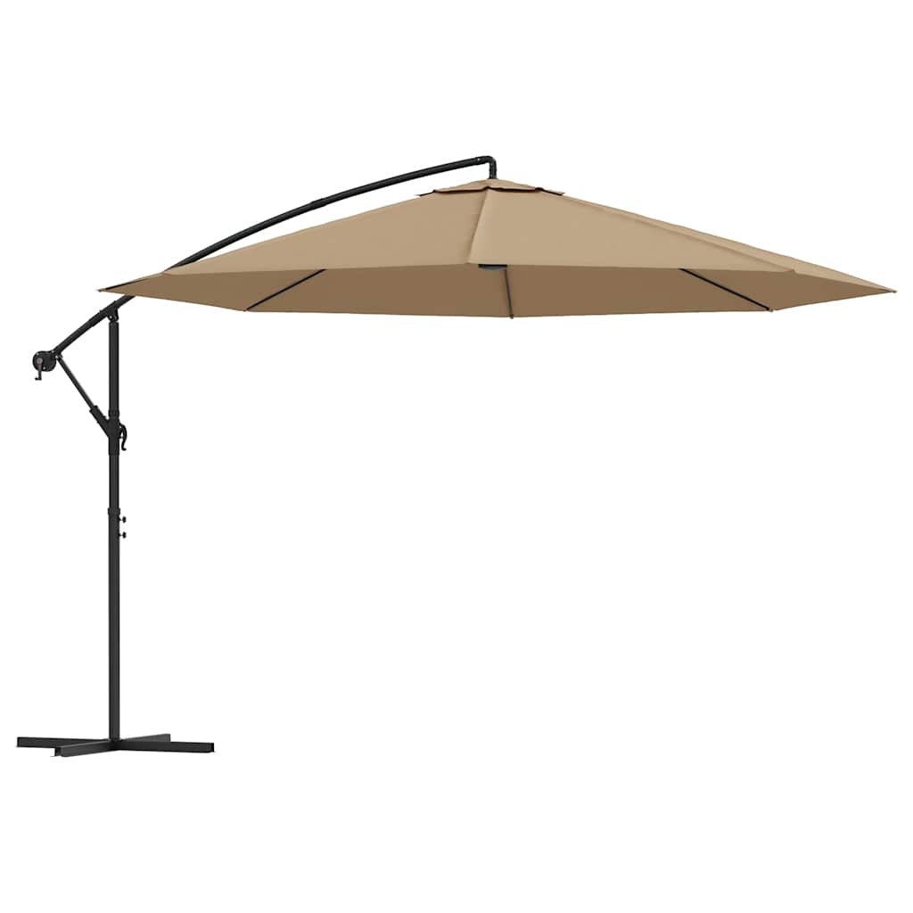 Gembinis sodo skėtis su aliuminiu stulpu, juodas, 350cm