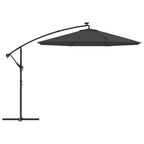 Gembinis skėtis su LED ir plieniniu stulpu, antracito, 300cm