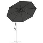 Gembinis skėtis su LED ir plieniniu stulpu, antracito, 300cm