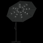 Gembinis skėtis su LED ir plieniniu stulpu, antracito, 300cm