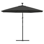 Gembinis skėtis su LED ir plieniniu stulpu, antracito, 300cm