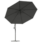 Gembinis skėtis su LED ir metaliniu stulpu, antracito, 350cm