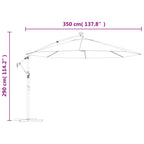 Gembinis skėtis su LED ir metaliniu stulpu, taupe, 350cm