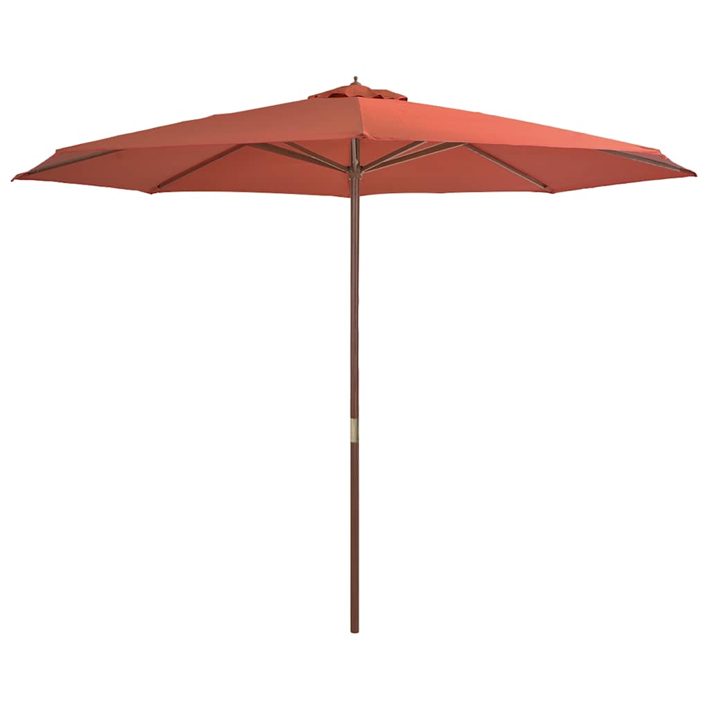 Lauko skėtis nuo saulės su mediniu stulpu, juodas, 350cm