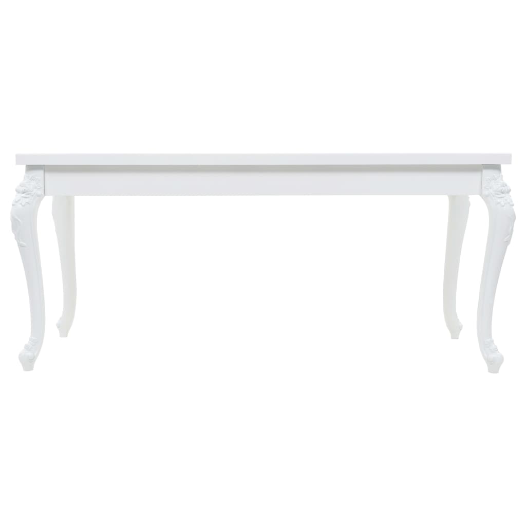 Valgomojo stalas, baltas, 179x89x81 cm, labai blizgus