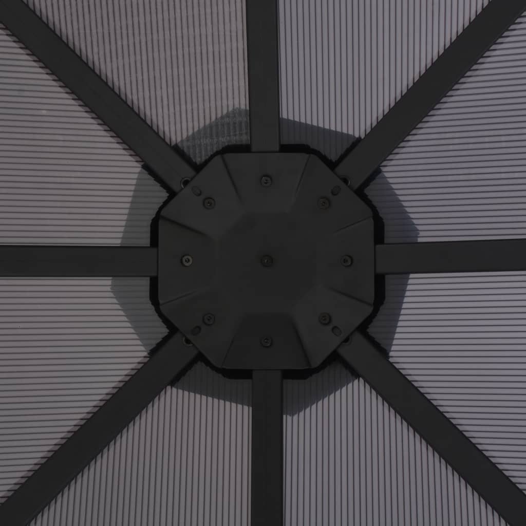 Pavėsinė su stogu, antracito spalvos, 3x3m, aliuminis