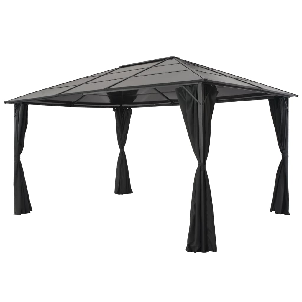 Pavėsinė su užuolaidomis, aliuminis, 3x3m, juoda